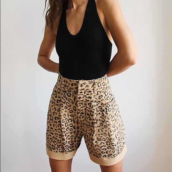 SALE 🔥 Free People Animal Print High Rise Vintage Look Shorts NEW - Picture 9 of 9